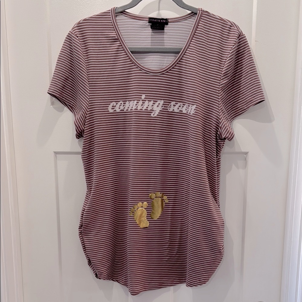 Violet and Ruby Maternity Striped V-Neck T-Shirt